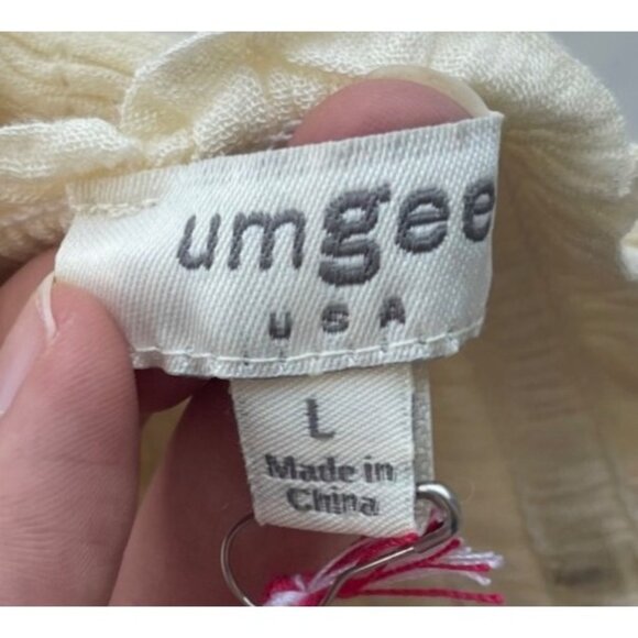 Umgee Boho Smocked Ruffle Tiered Midi Dress Size L NWT Ivory Fairy Coquette - Picture 7 of 11